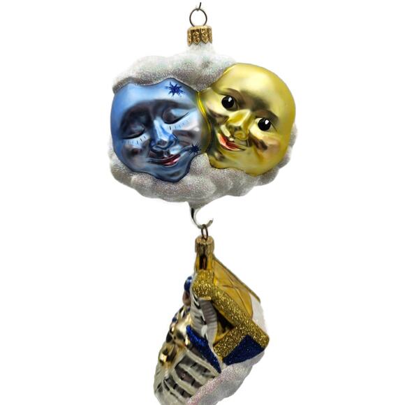 Patricia Breen Sweet Dreams Pearl Bed Gold Trim Moon Sun Christmas Tree Ornament - Picture 6 of 13